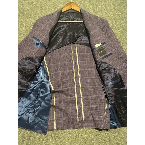 Ted baker suit Karl sport blazer modern size 40R windowpane purple new unlined - Picture 3 of 13